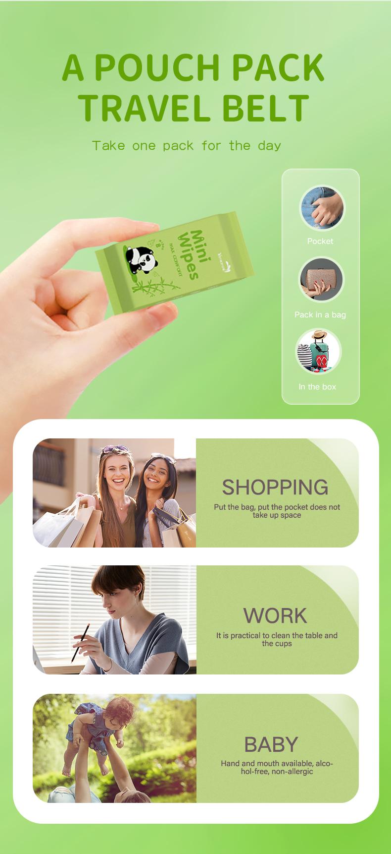 🌿 Mini Wet Wipes · Keep Clean Anytime, Anywhere