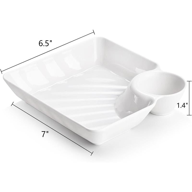 🍽️5-Pcs Divided Serving Plates with Dip Containers