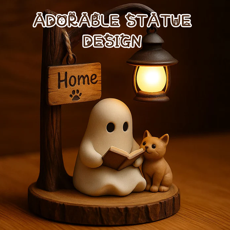 🔥Last Day 50% OFF - 👻🐱Handmade Cute Ghost & Cat Reading Lamp📖✨