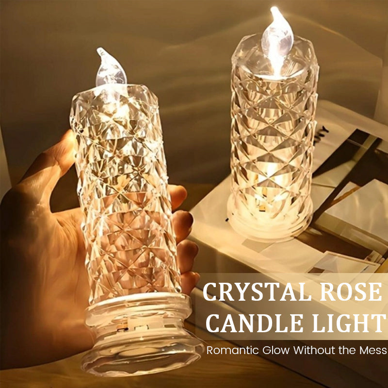 ✨ Crystal Rose Candle Light – Romantic Glow Without the Mess