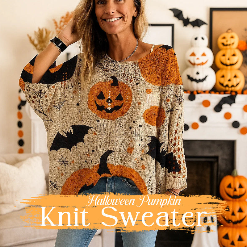๐ Witchy Cozy Vibes โ Halloween Pumpkin Knit Sweater