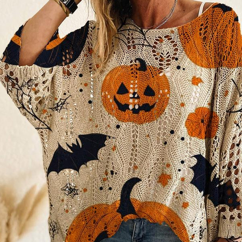 ๐ Witchy Cozy Vibes โ Halloween Pumpkin Knit Sweater