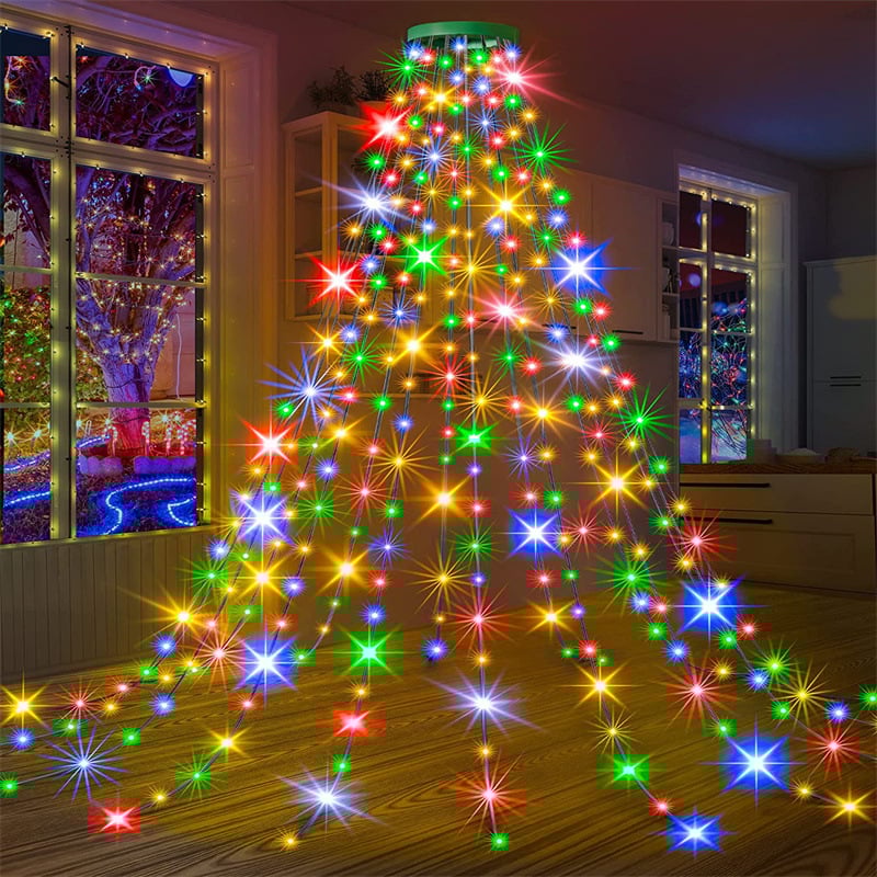 🔥Christmas Tree Waterfall Lights with Ring