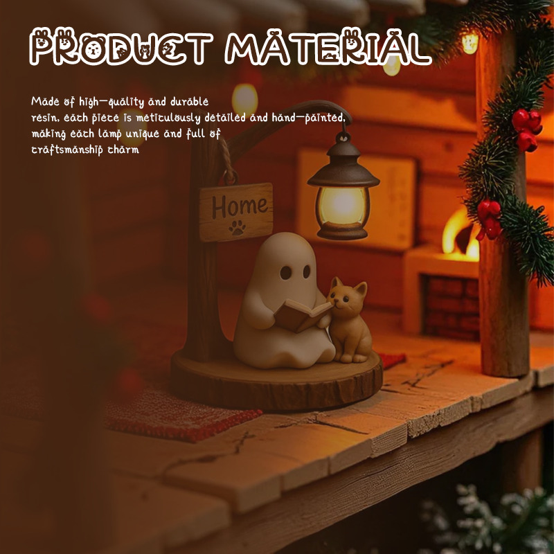 🔥Last Day 50% OFF - 👻🐱Handmade Cute Ghost & Cat Reading Lamp📖✨