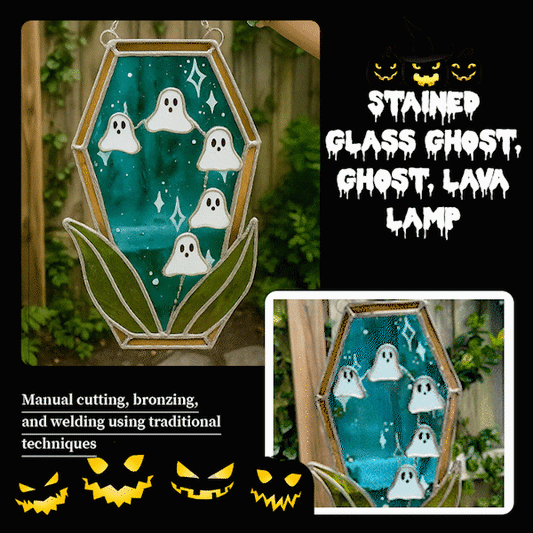 👻Stained Glass Spooky Ghost Lava Lamp Suncatcher