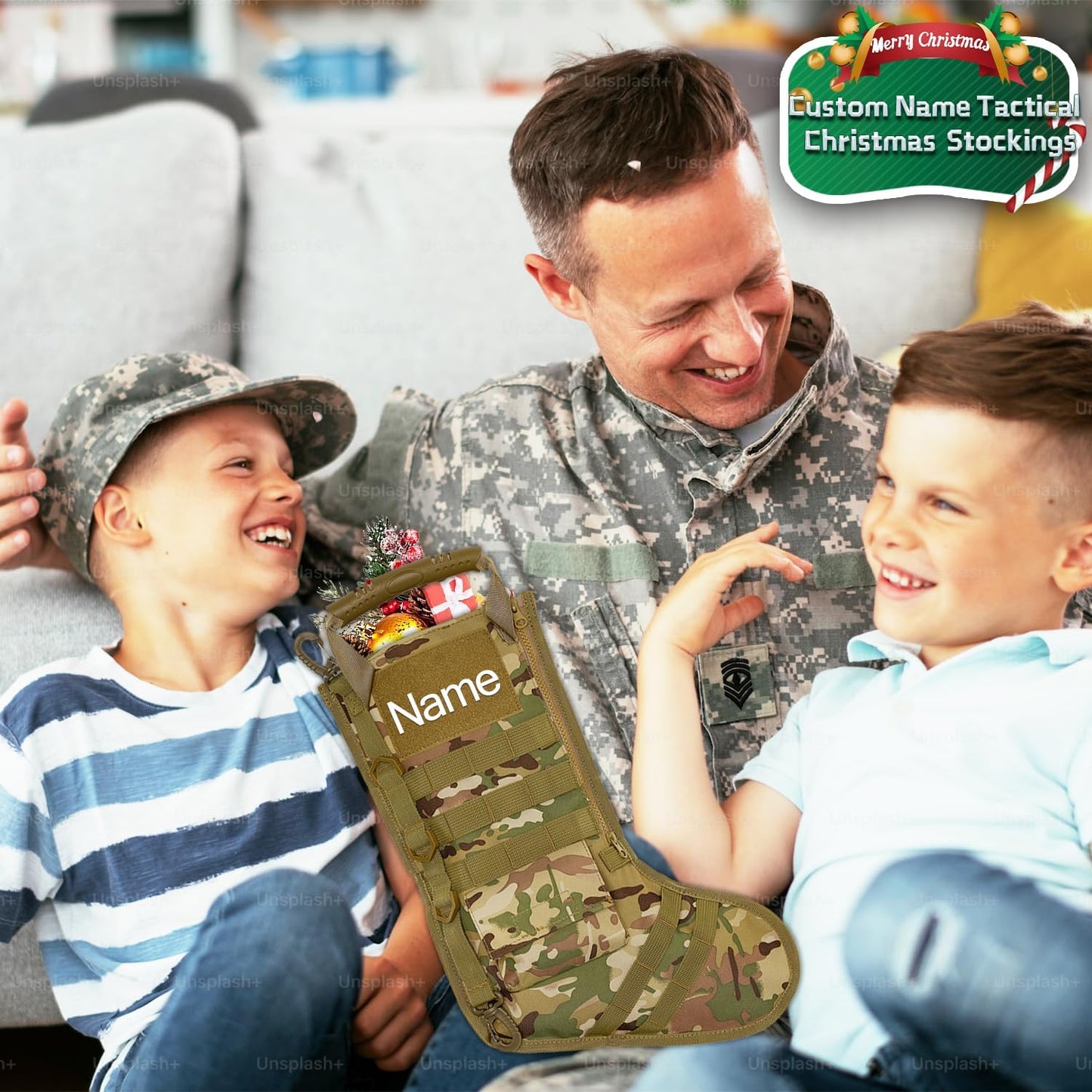 ๐ Personalized Tactical Christmas Stocking โ Military Style Holiday Gift ๐