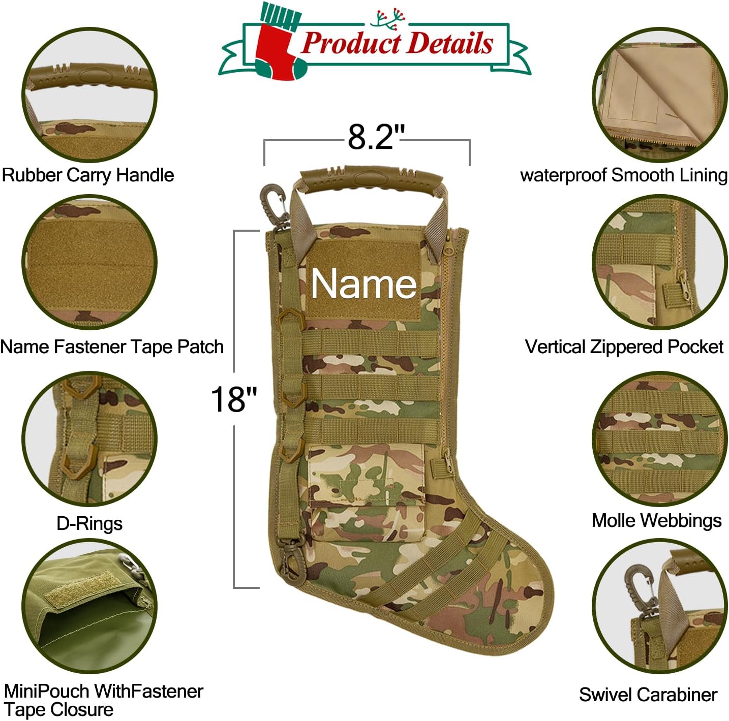 ๐ Personalized Tactical Christmas Stocking โ Military Style Holiday Gift ๐