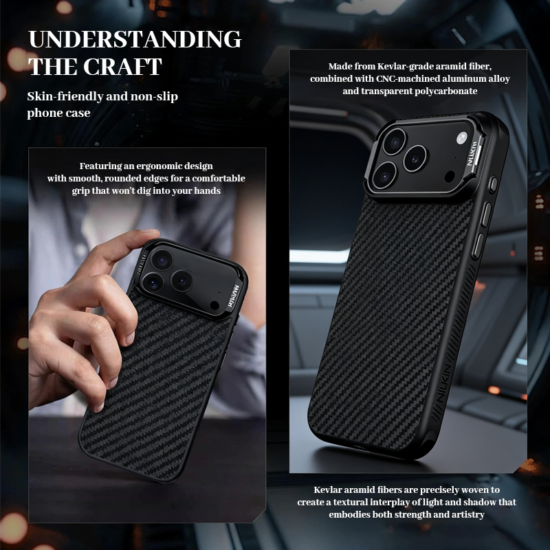🧱 Kevlar Fiber Transparent Lens Cover Magnetic Phone Case