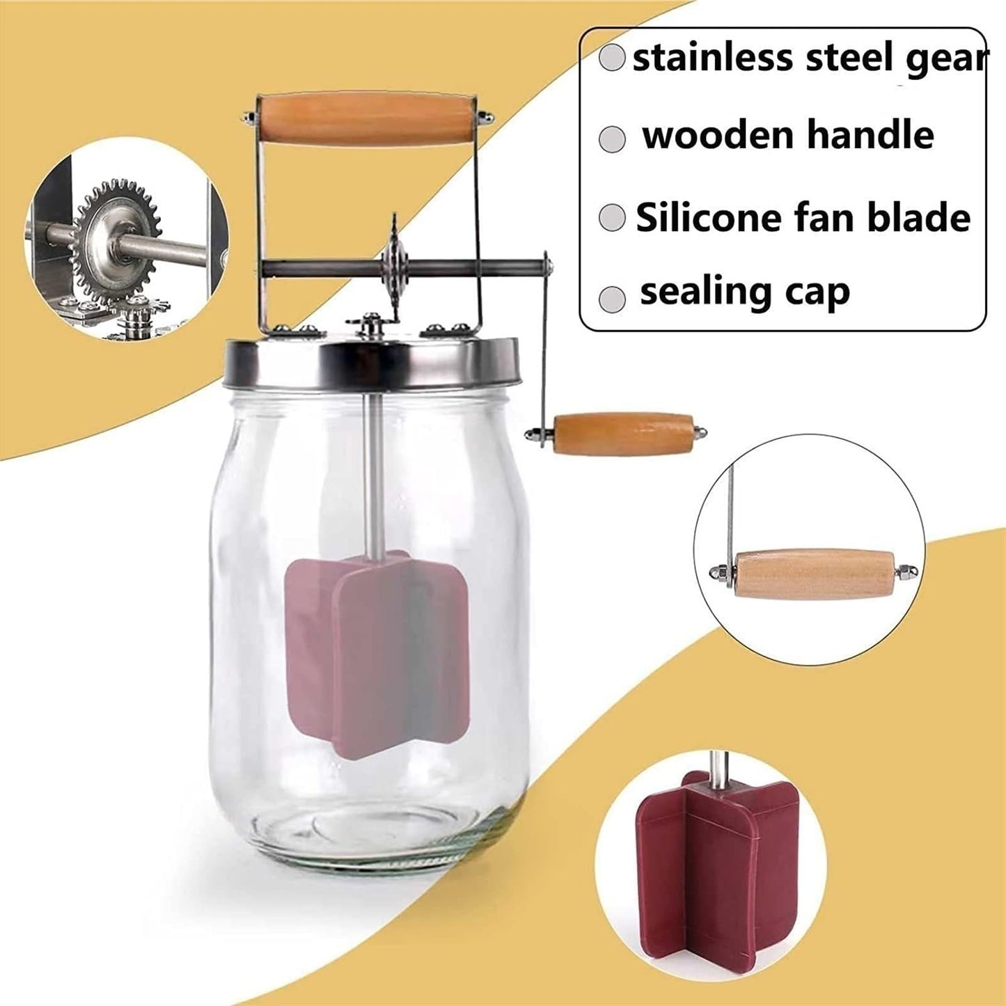🧈 Hand Crank Butter Churner – Fresh Homemade Butter in Minutes!