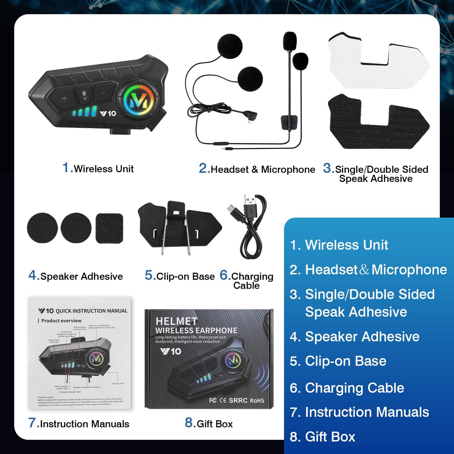 ⏰Limited stock!🔥Motorcycle helmet wireless Bluetooth headset