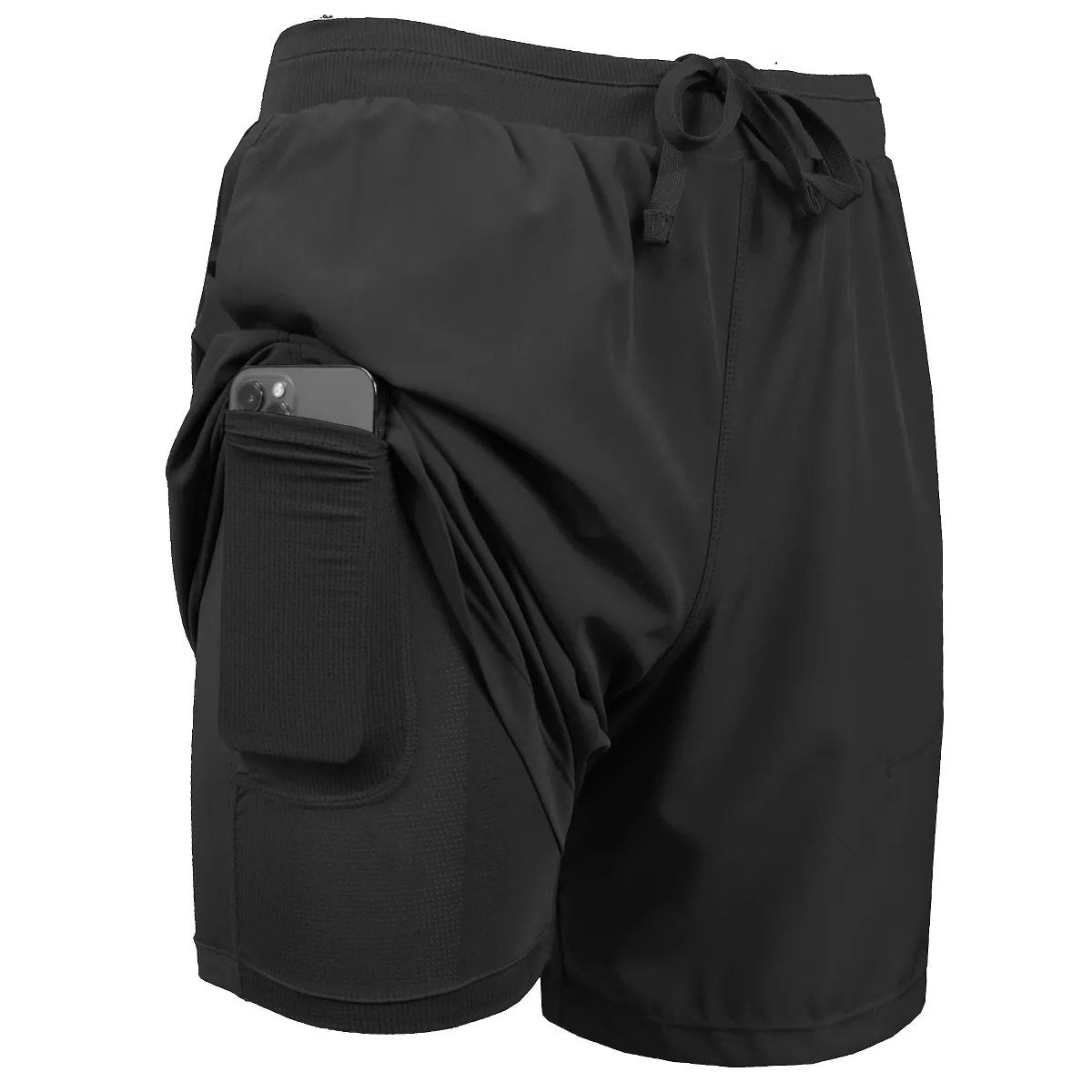 Men's 2 in 1 Stretch Active Quick Dry Gym Running Shorts With Liner