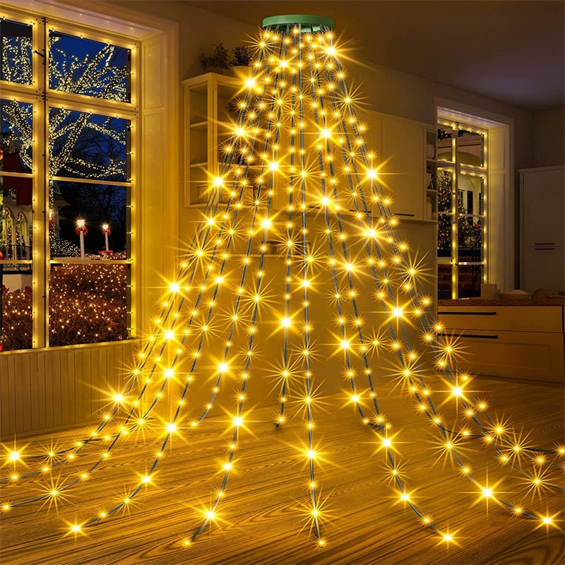 🔥Christmas Tree Waterfall Lights with Ring