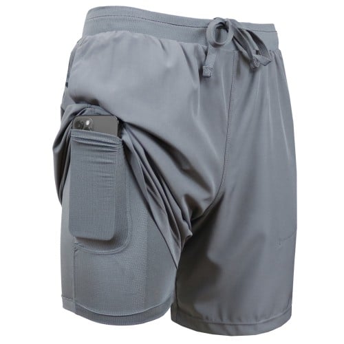 Men's 2 in 1 Stretch Active Quick Dry Gym Running Shorts With Liner