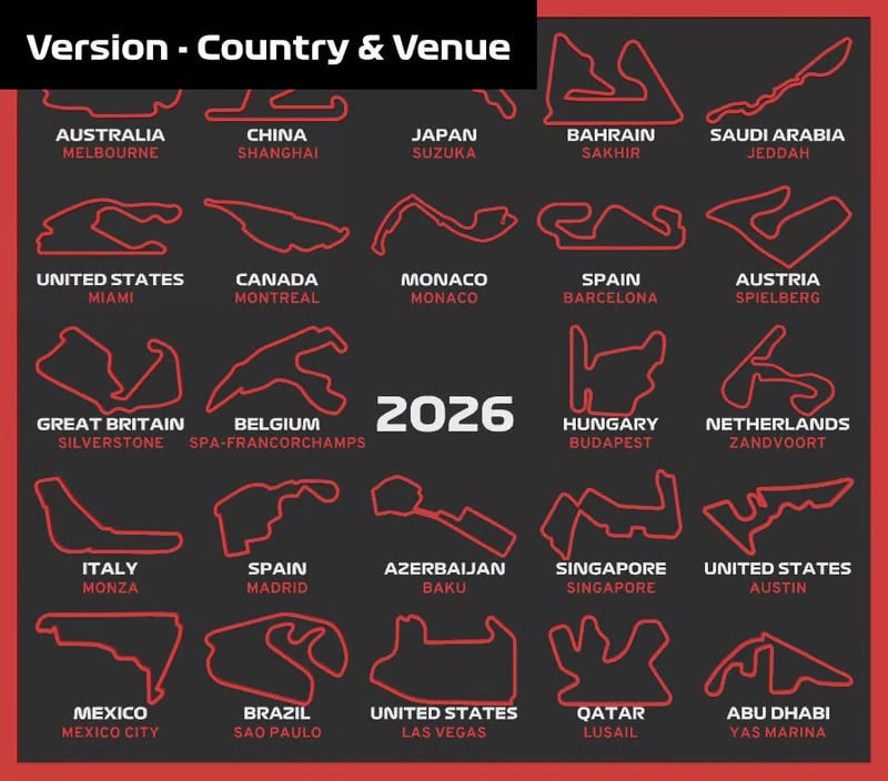 🏎️📅2026 Calendar