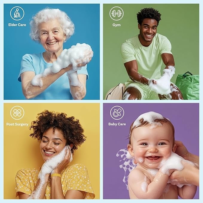 ✨Disposable Rinse Free Bathing Wipes - 25 Pack - All-in-1 Single Use Shower Wipes, Simply Dampen, Lather, and Dry Without Shampoo or Rinsing💧