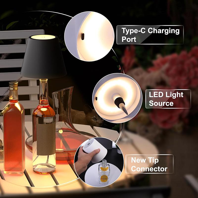 💡Wireless Bottle Lamp 3 Color Dimmable Lights