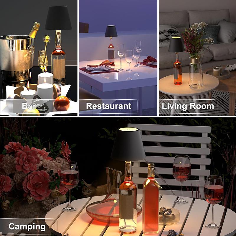💡Wireless Bottle Lamp 3 Color Dimmable Lights