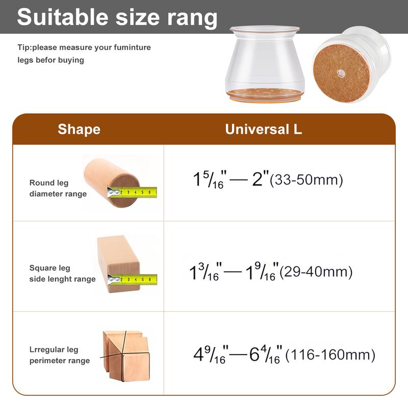 Chair Leg Caps with Felt Pads