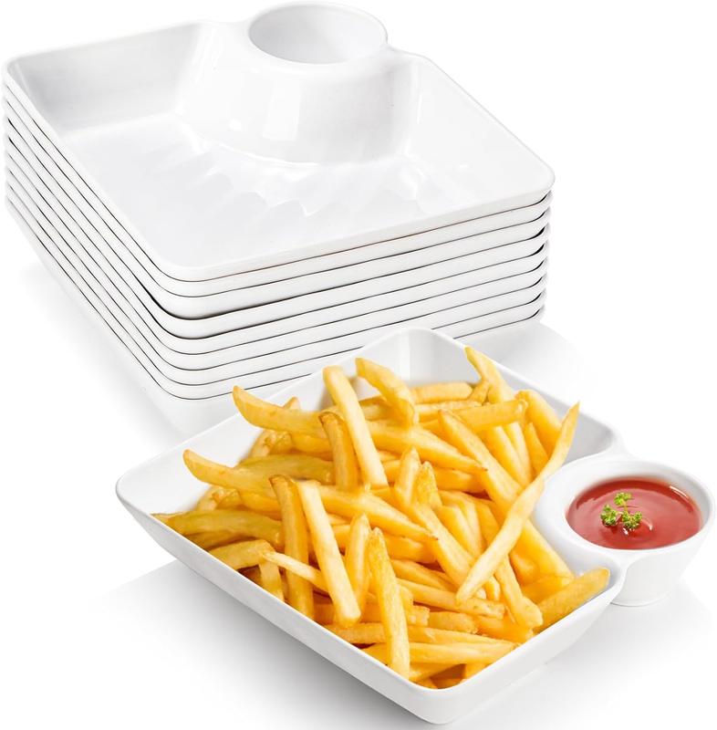 🍽️5-Pcs Divided Serving Plates with Dip Containers