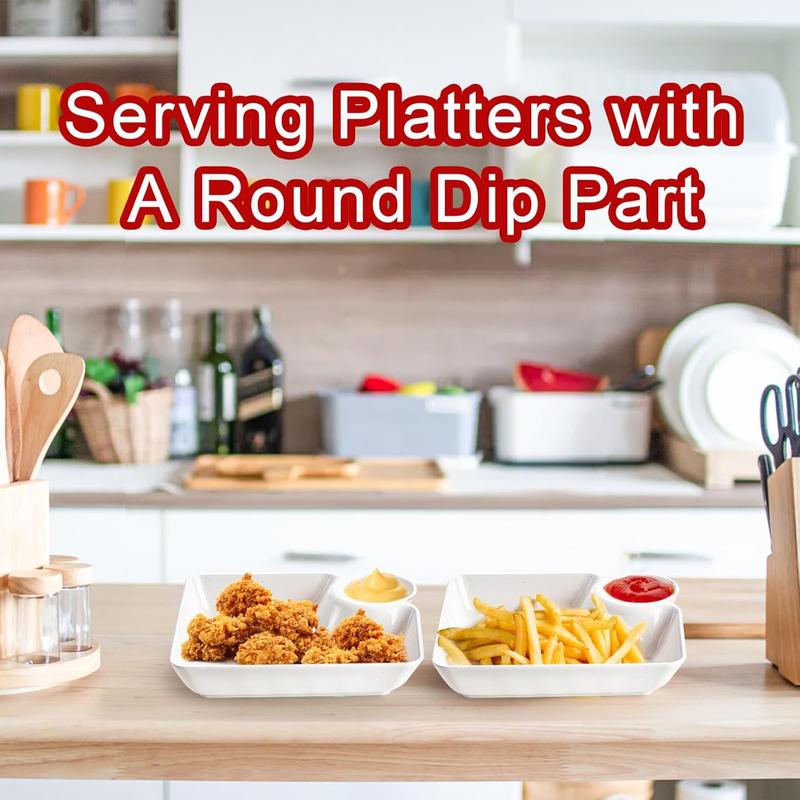 🍽️5-Pcs Divided Serving Plates with Dip Containers