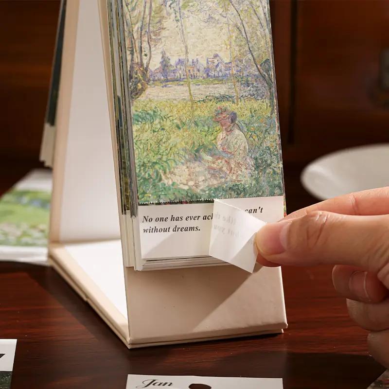 2026 Vintage /European Style Oil Painting Flip Calendar with Butterfly Pendant