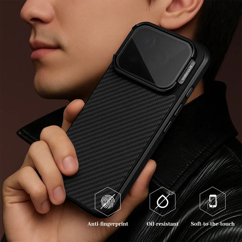 🧱 Kevlar Fiber Transparent Lens Cover Magnetic Phone Case