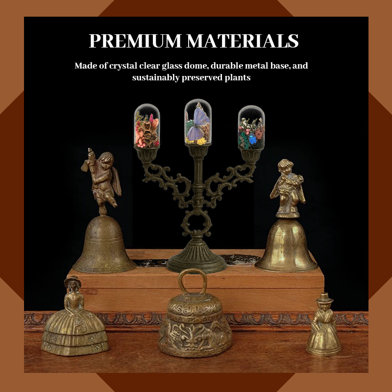 🕯️ Mini Candelabra with Natural Specimens 🦋🐝🌿