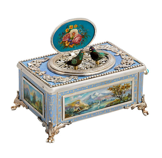 Silver Double Singing Bird Box【Free Shipping】