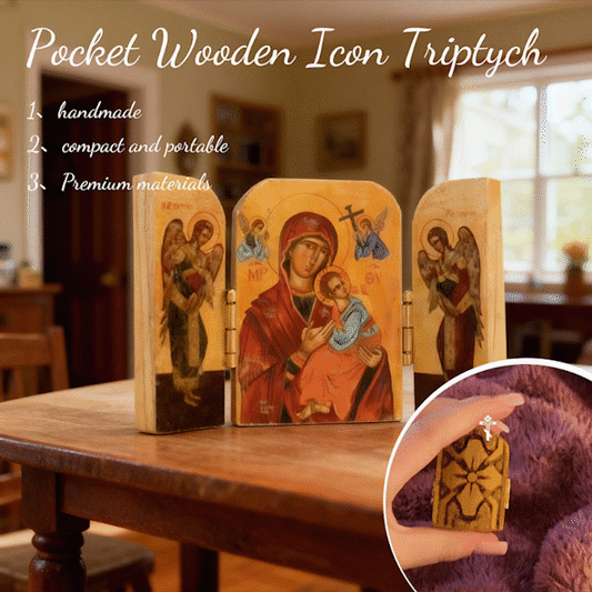 ✝️Pocket Wooden Icon Triptych – Carry Peace and Blessings in Your Hands 🙏