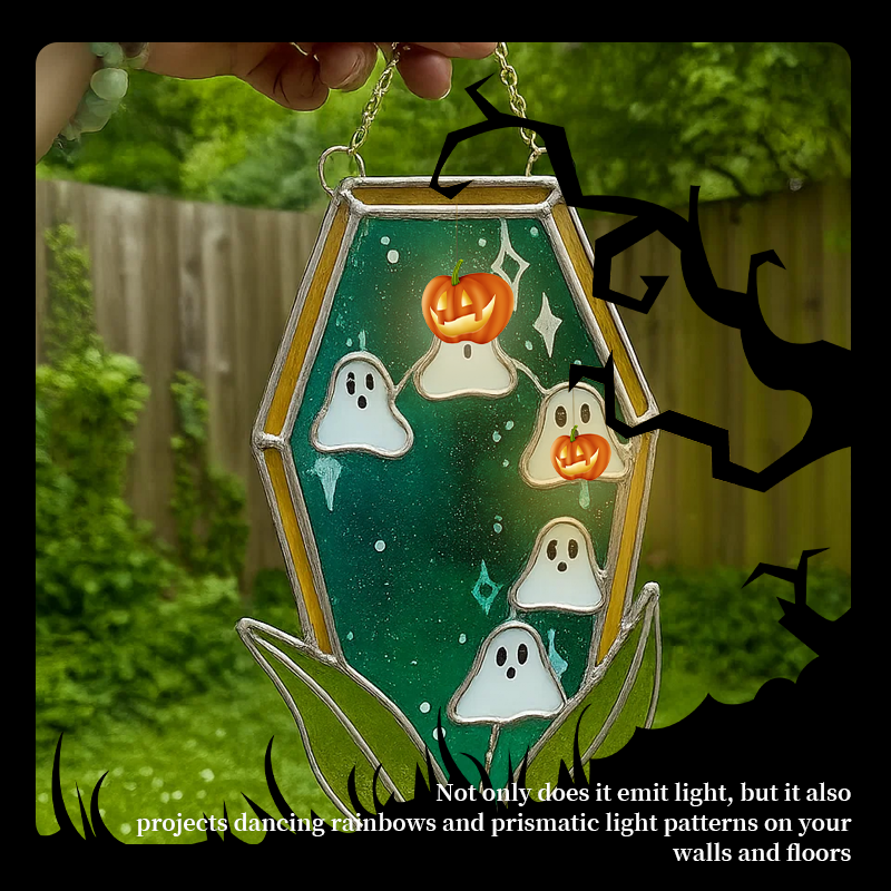👻Stained Glass Spooky Ghost Lava Lamp Suncatcher