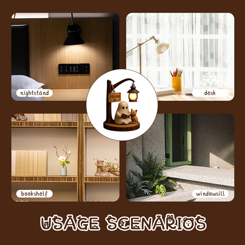 🔥Last Day 50% OFF - 👻🐱Handmade Cute Ghost & Cat Reading Lamp📖✨