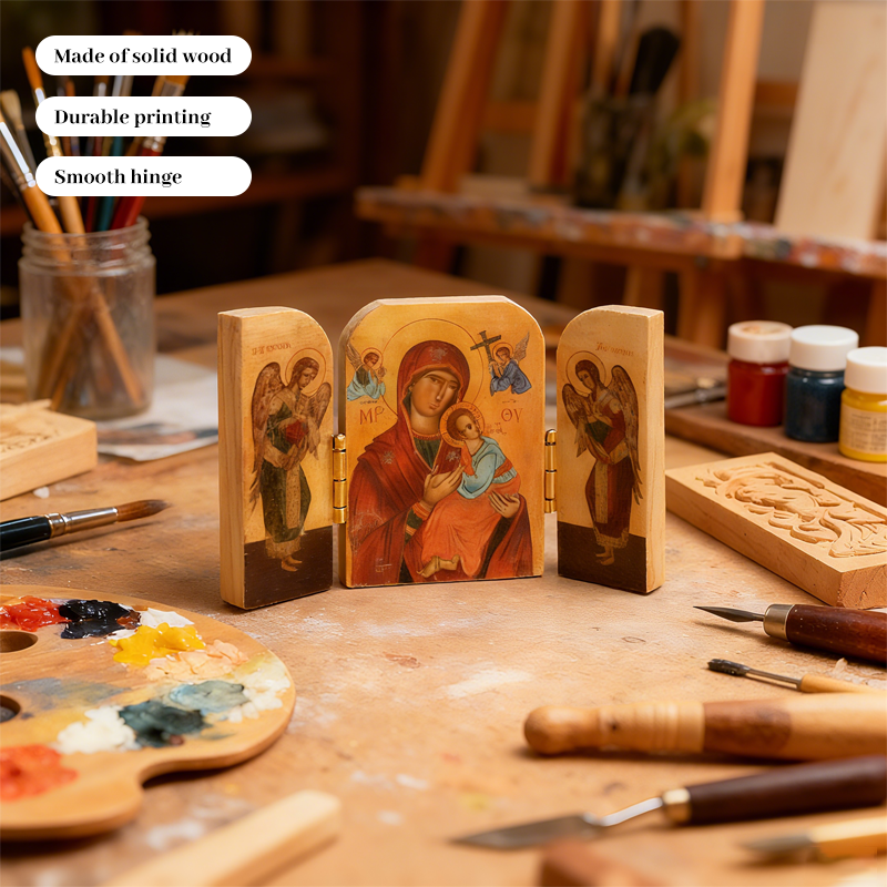 ✝️Pocket Wooden Icon Triptych – Carry Peace and Blessings in Your Hands 🙏