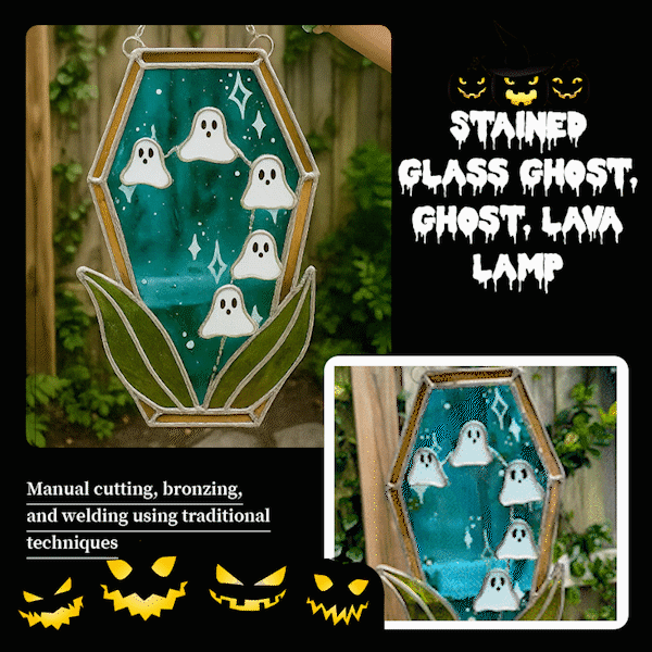 👻Stained Glass Spooky Ghost Lava Lamp Suncatcher