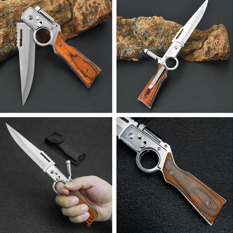 🔥 Tactical Outdoor Folding Knife with Built-In Flashlight