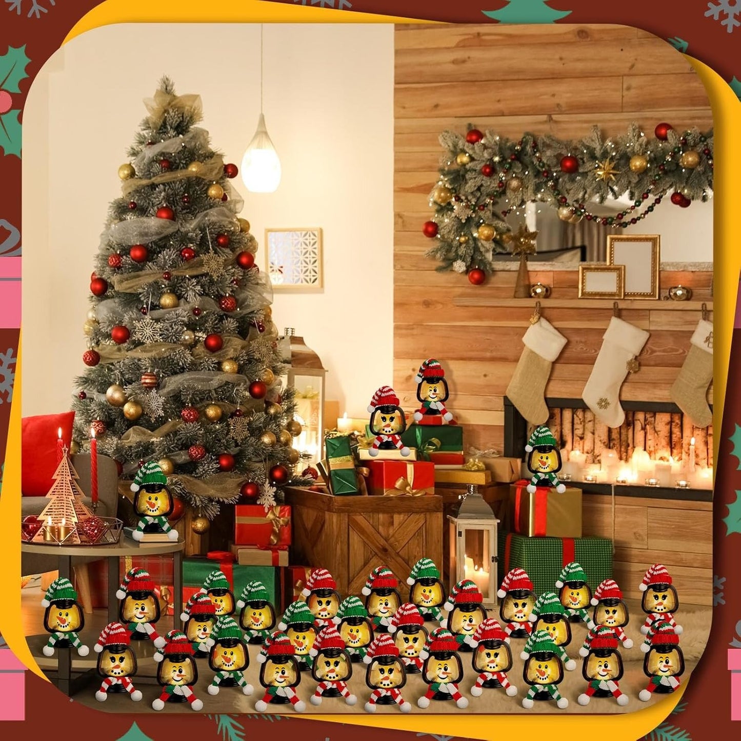 🎄Early Christmas Sale⛄ Mini Snowman Lantern with Hats and Scarves