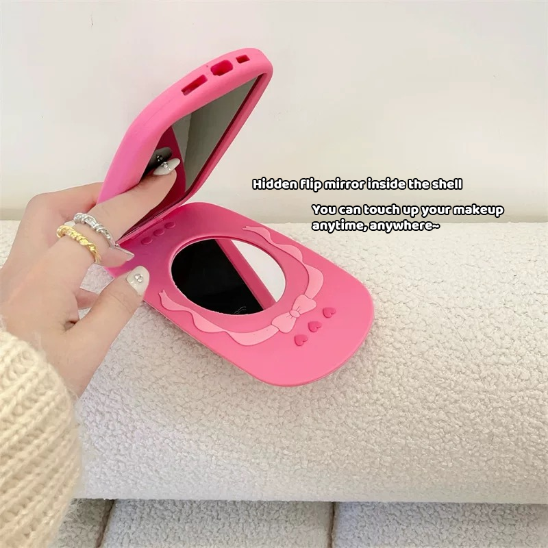 📱Cute Cartoon Flip Mirror Vintage Phone Case