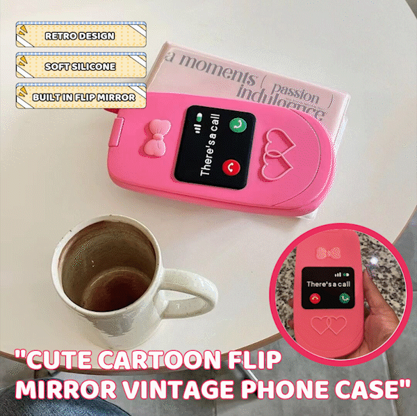 📱Cute Cartoon Flip Mirror Vintage Phone Case