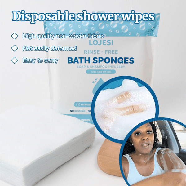 ✨Disposable Rinse Free Bathing Wipes - 25 Pack - All-in-1 Single Use Shower Wipes, Simply Dampen, Lather, and Dry Without Shampoo or Rinsing💧