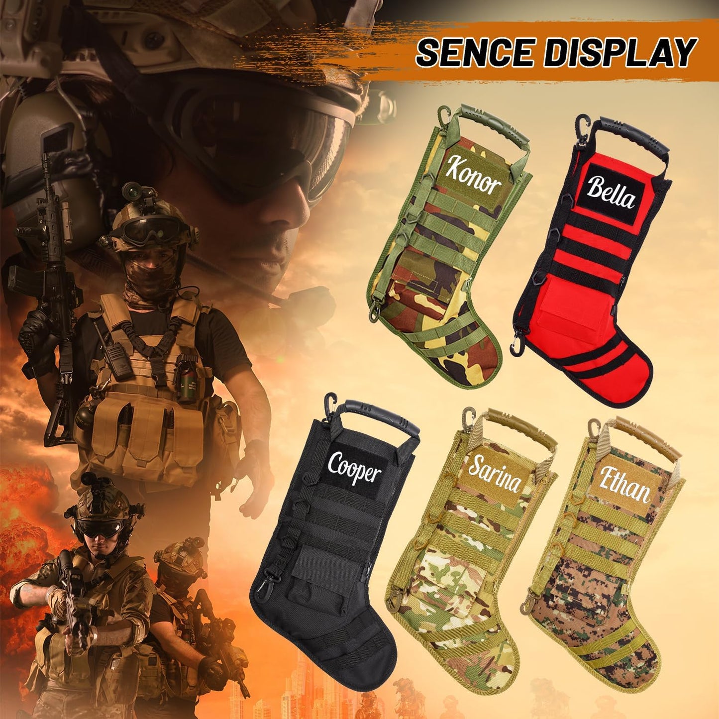 🎄 Personalized Tactical Christmas Stocking – Military Style Holiday Gift 🎁