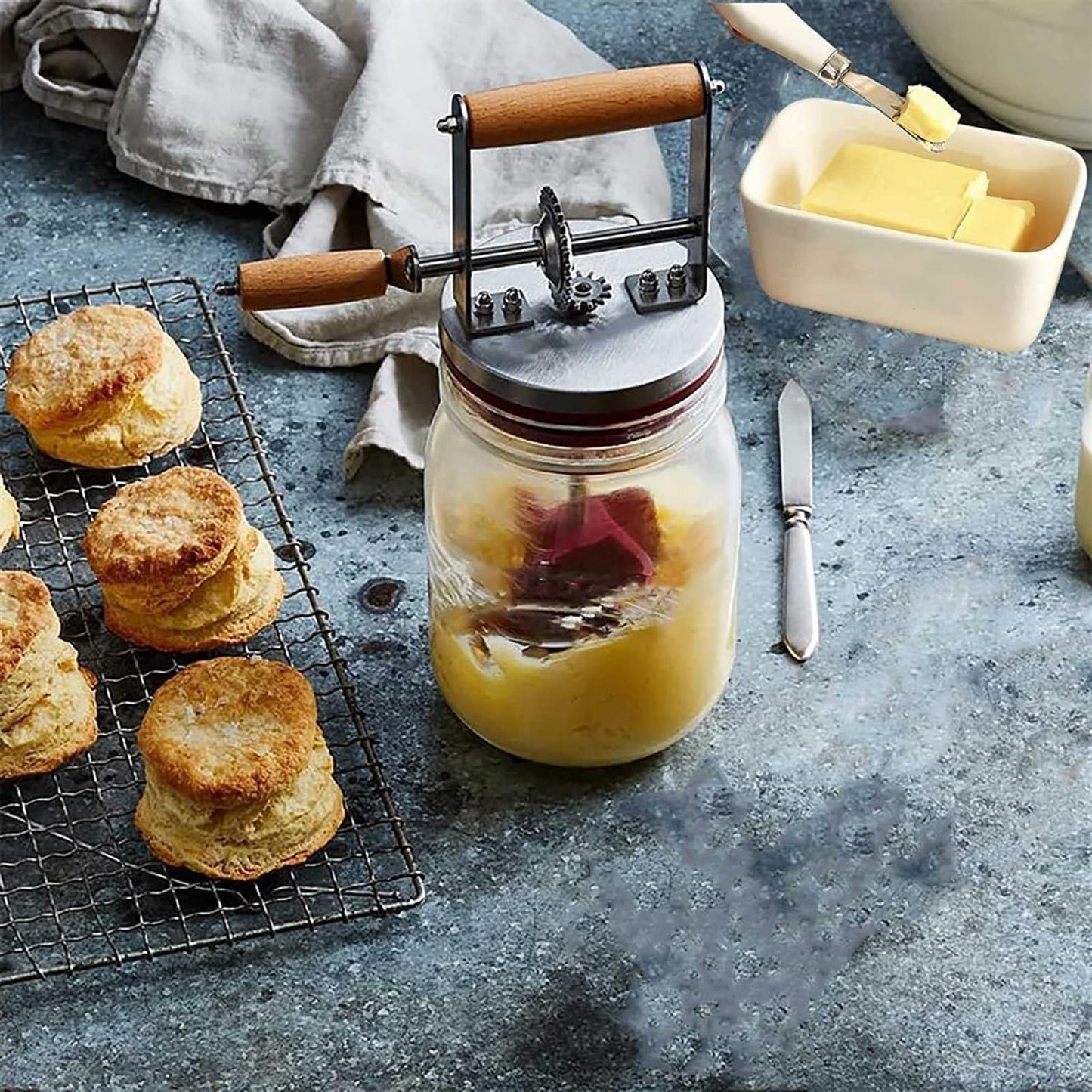 🧈 Hand Crank Butter Churner – Fresh Homemade Butter in Minutes!