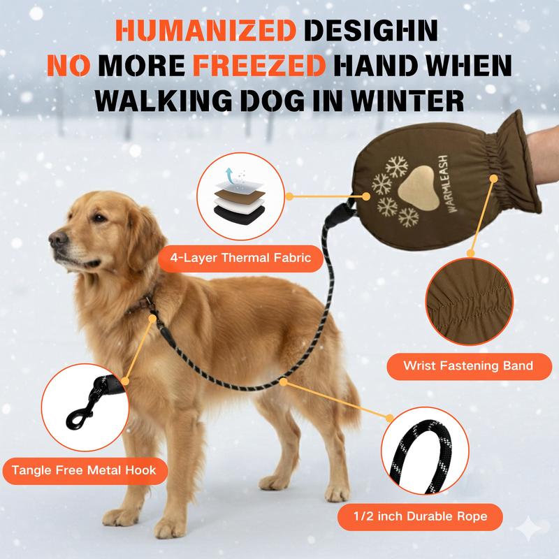 🐾Dog Leash with Built-In Thermal Mitten