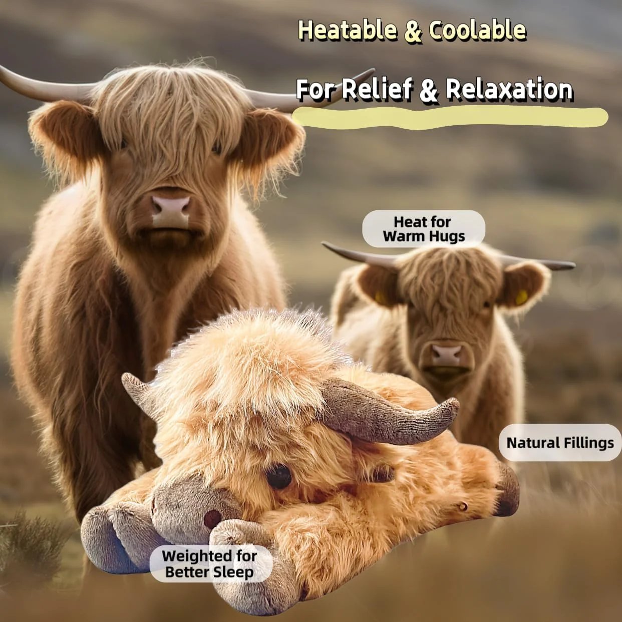 🔥LAST DAY 49% OFF -🎁Cute Cartoon Highland Cow Cuddly Toy
