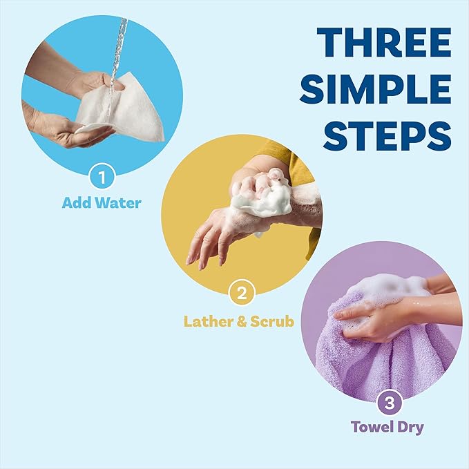 ✨Disposable Rinse Free Bathing Wipes - 25 Pack - All-in-1 Single Use Shower Wipes, Simply Dampen, Lather, and Dry Without Shampoo or Rinsing💧