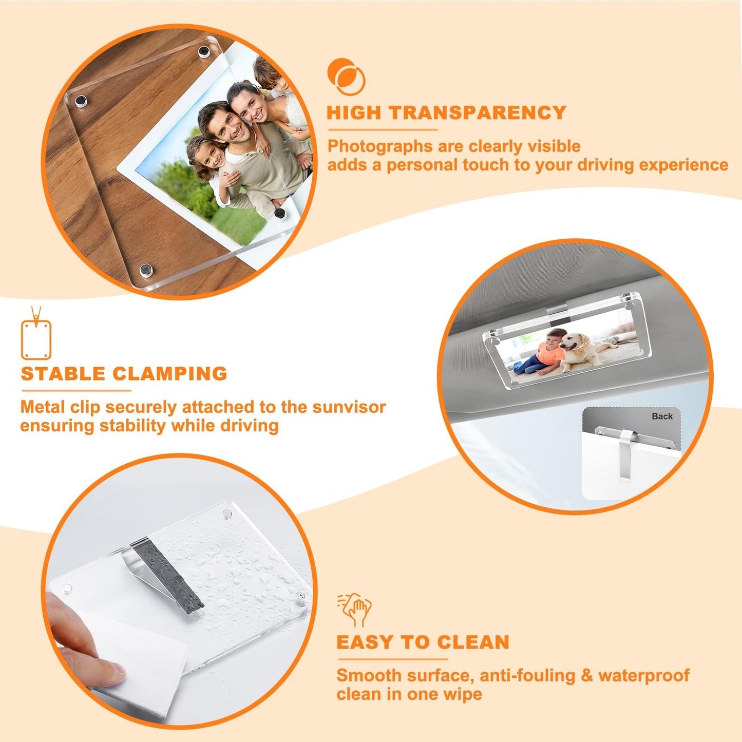 💕Acrylic Magnetic Car Sun Visor Photo Clip – Drive Safe, You’re Loved