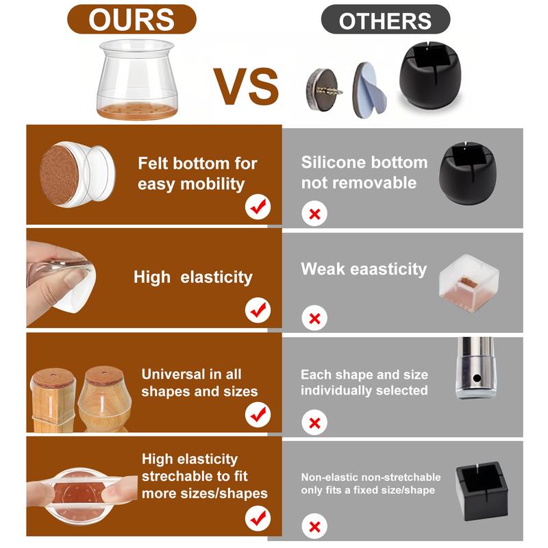 Chair Leg Caps with Felt Pads